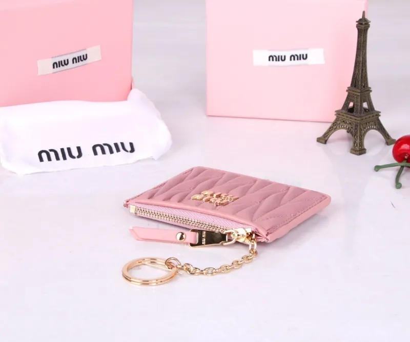 Miu Miu Pink Zip Card Holder with Keychain - Image 6