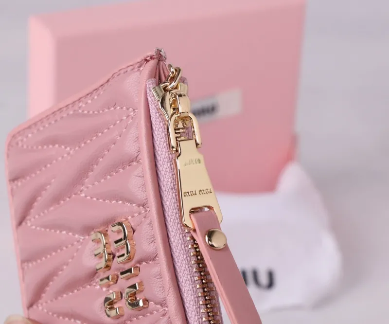 Miu Miu Pink Zip Card Holder with Keychain - Image 7