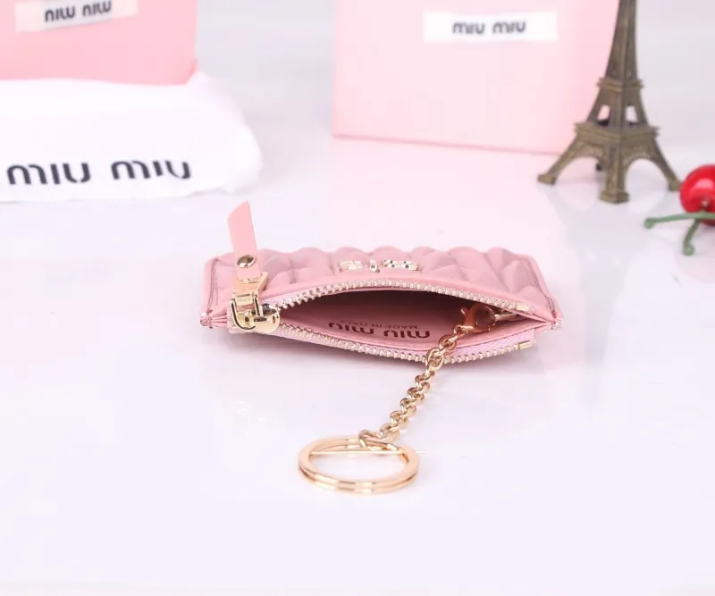 Miu Miu Pink Zip Card Holder with Keychain - Image 8