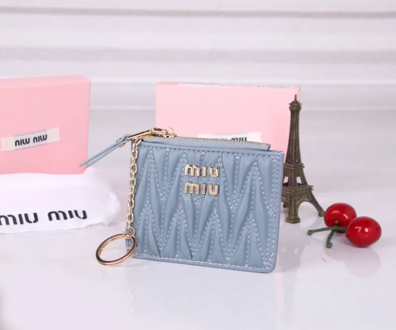 Alternative view of MIU MIU Light Blue Card Holder Wallet with Keychain
