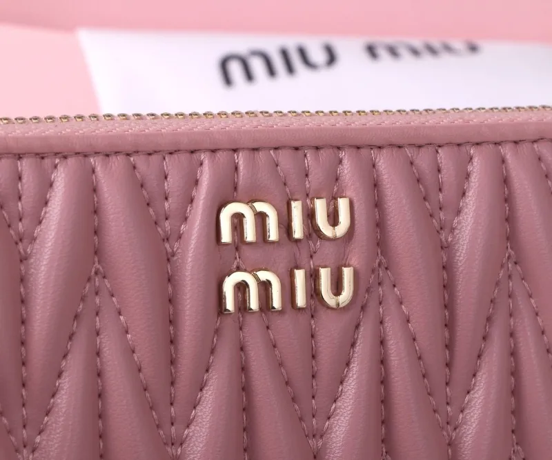 Miu Miu Pink Quilted Zip Around Wallet - Image 3