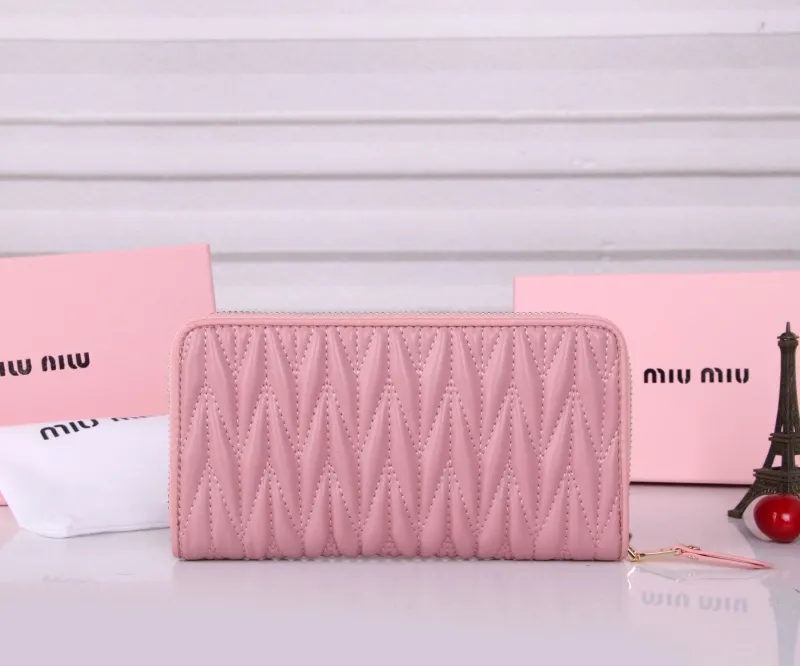 Miu Miu Pink Quilted Zip Around Wallet - Image 4