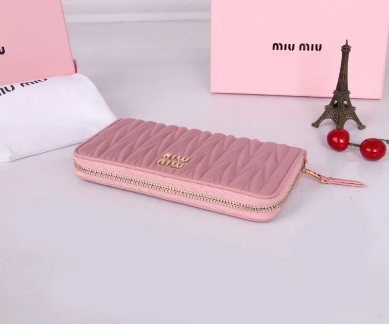 Miu Miu Pink Quilted Zip Around Wallet - Image 5