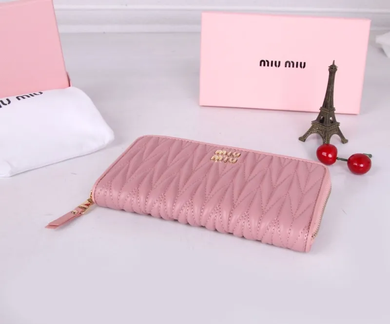 Miu Miu Pink Quilted Zip Around Wallet - Image 6