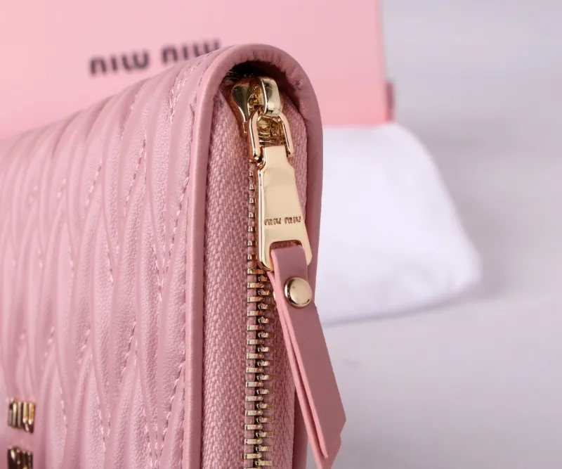Miu Miu Pink Quilted Zip Around Wallet - Image 7