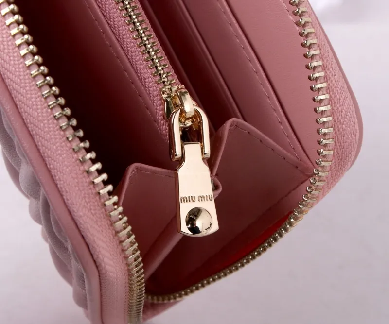Miu Miu Pink Quilted Zip Around Wallet - Image 9