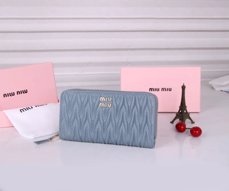 Alternative view of Miu Miu Light Blue Quilted Zip Around Wallet