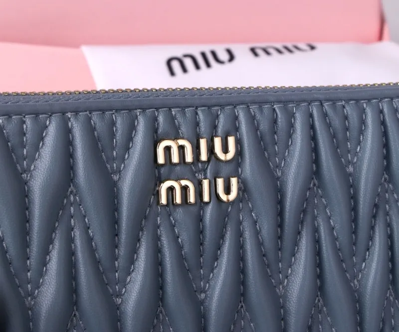 Miu Miu Light Blue Quilted Zip Around Wallet - Image 3