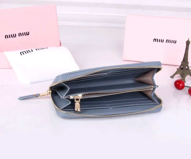 Miu Miu Light Blue Quilted Zip Around Wallet - Image 8