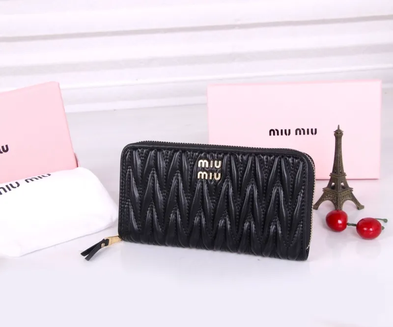 Alternative view of MIU MIU Black Leather Zip Around Wallet