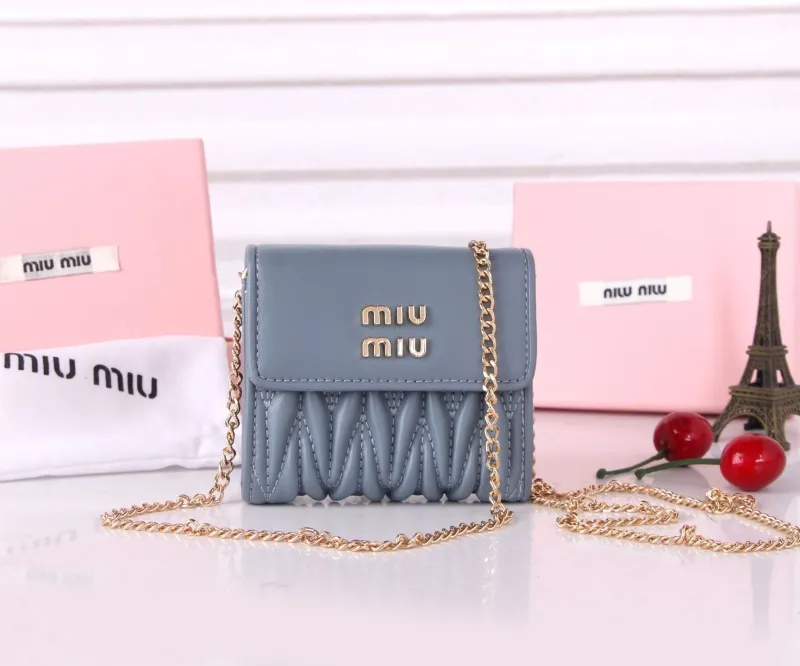 Miu Miu Blue Mini Chain Wallet Bag