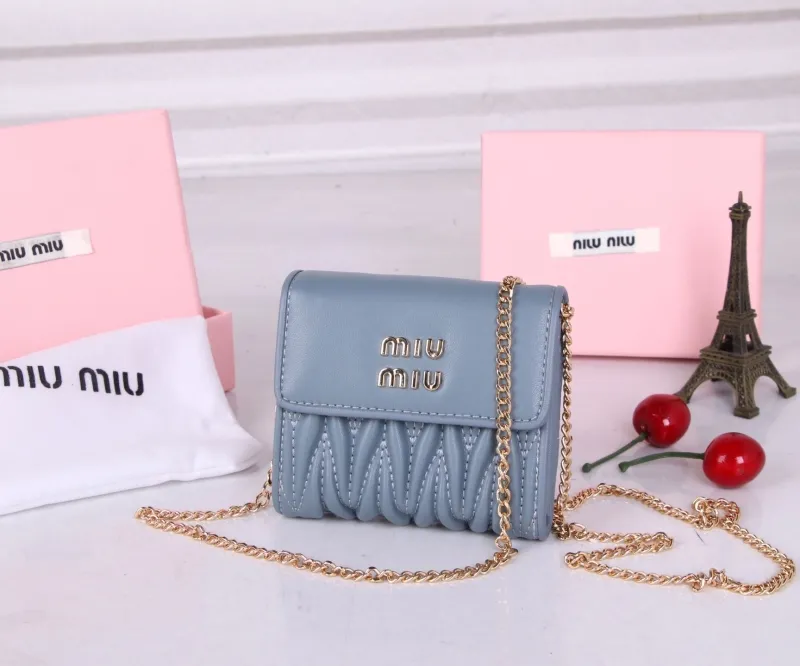 Alternative view of Miu Miu Blue Mini Chain Wallet Bag