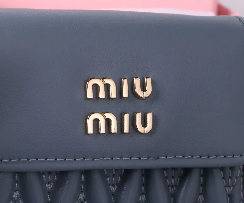 Miu Miu Blue Mini Chain Wallet Bag - Image 3