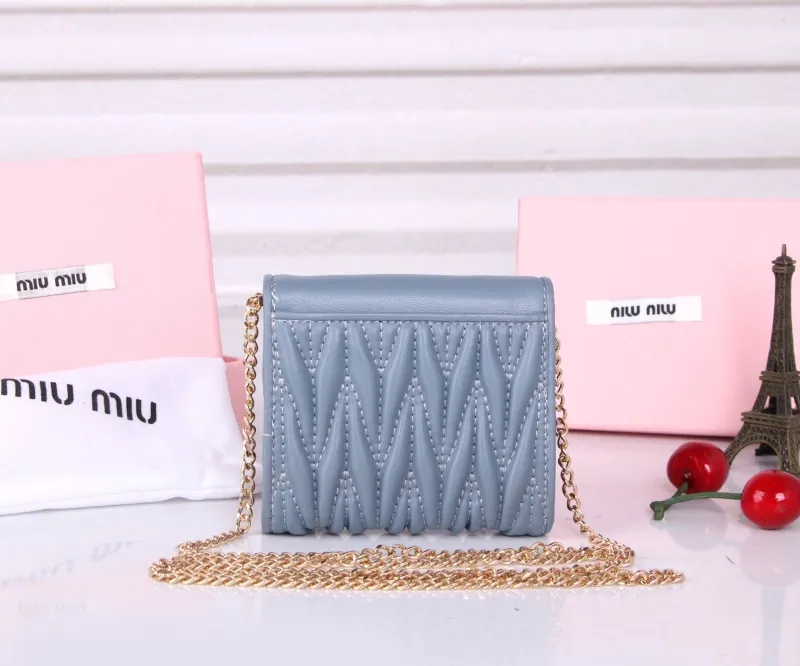 Miu Miu Blue Mini Chain Wallet Bag - Image 4