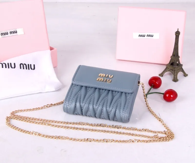 Miu Miu Blue Mini Chain Wallet Bag - Image 5