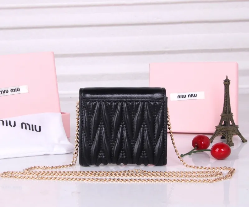 MIU MIU Black Mini Chain Crossbody Bag - Image 4