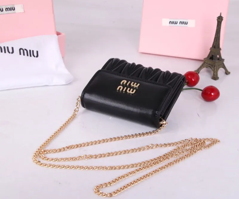 MIU MIU Black Mini Chain Crossbody Bag - Image 6