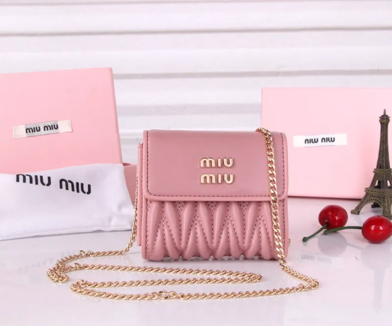 Miu Miu Pink Mini Chain Wallet Bag