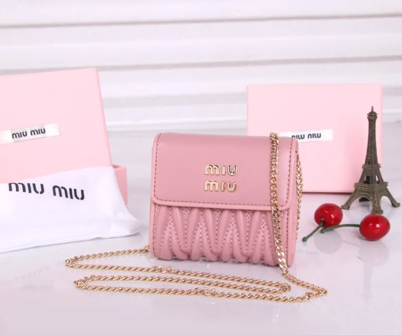 Alternative view of Miu Miu Pink Mini Chain Wallet Bag