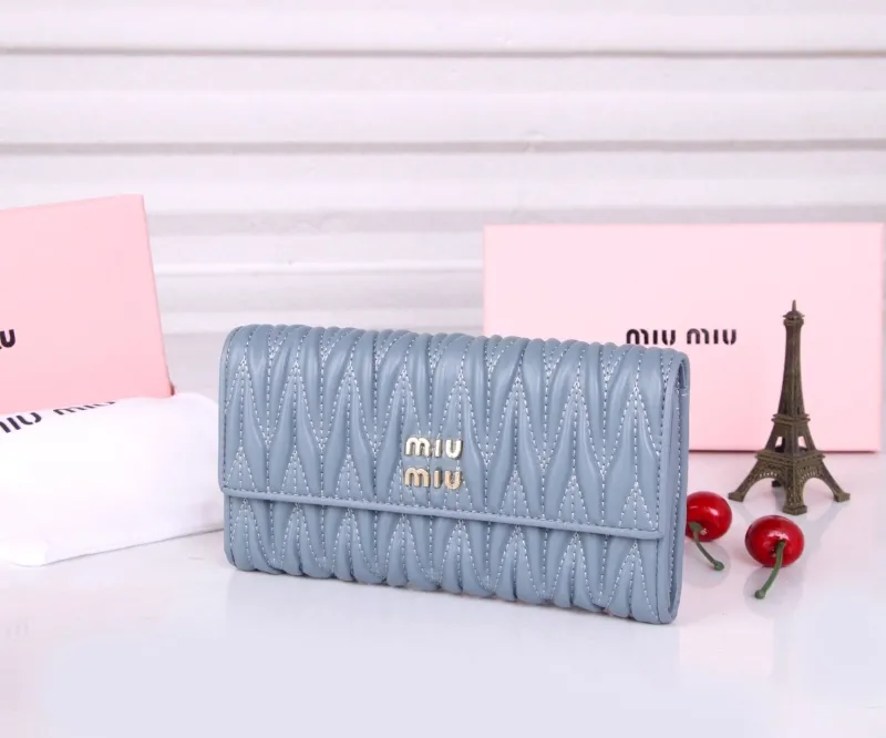 Alternative view of MIU MIU Blue Matelasse Long Wallet