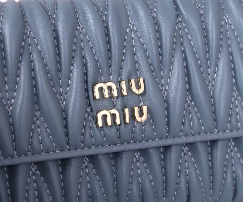 MIU MIU Blue Matelasse Long Wallet - Image 3