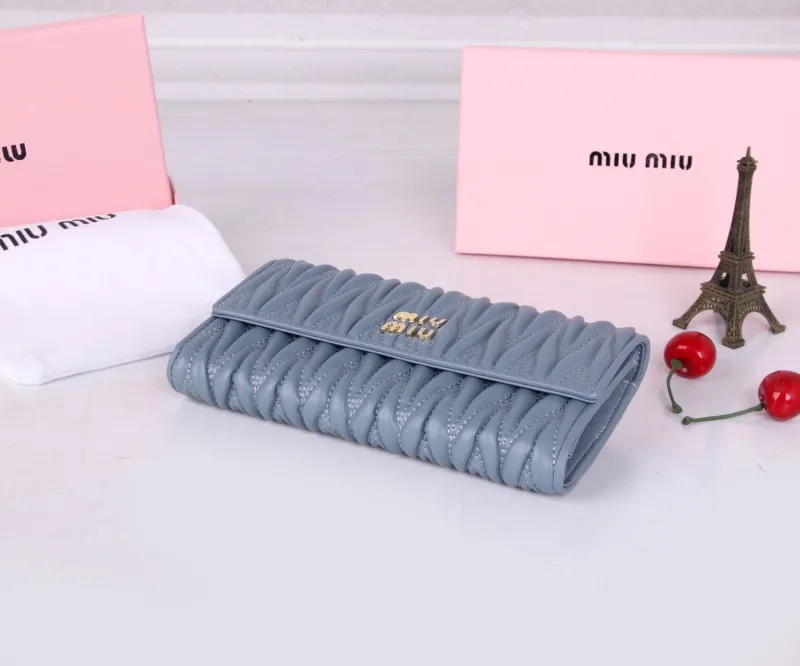 MIU MIU Blue Matelasse Long Wallet - Image 5