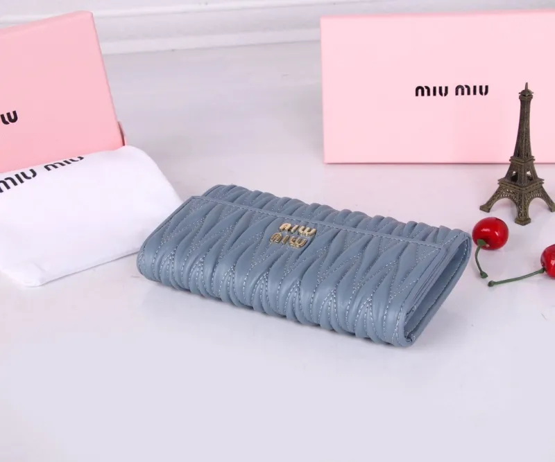 MIU MIU Blue Matelasse Long Wallet - Image 6