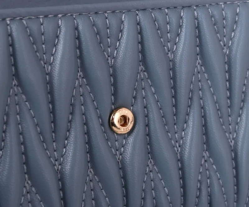 MIU MIU Blue Matelasse Long Wallet - Image 7