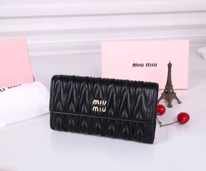 Alternative view of MIU MIU Black Leather Matelasse Wallet 186