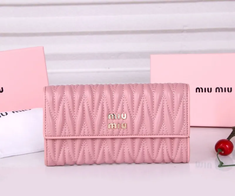 Miu Miu Pink Quilted Long Wallet