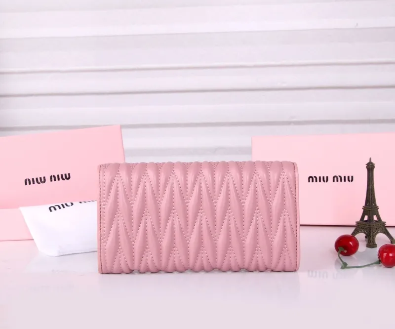 Miu Miu Pink Quilted Long Wallet - Image 3
