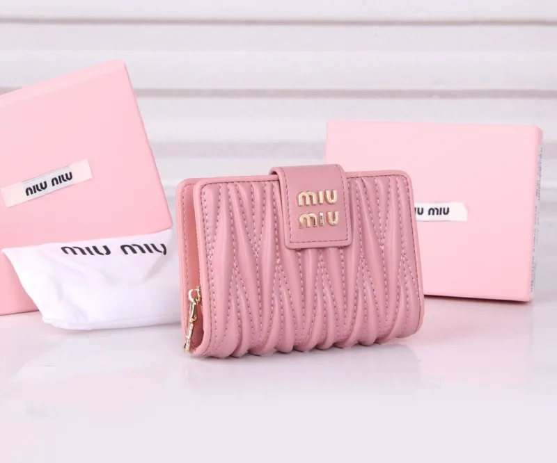 Miu Miu Pink Quilted Zip Wallet - Image 3