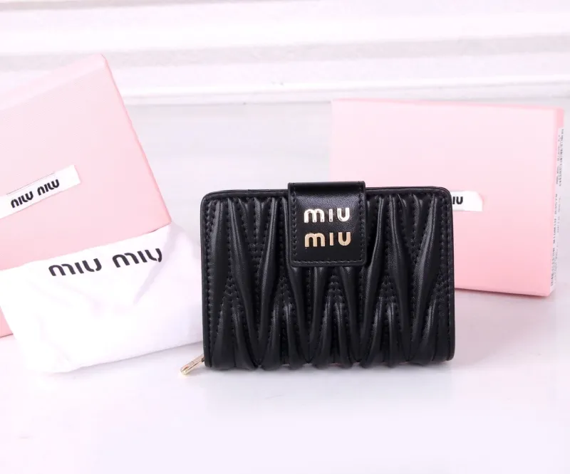 MIU MIU Black Compact Zipper Wallet