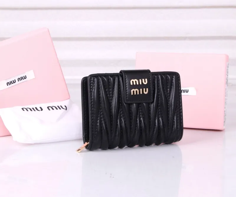 MIU MIU Black Compact Zipper Wallet - Image 3