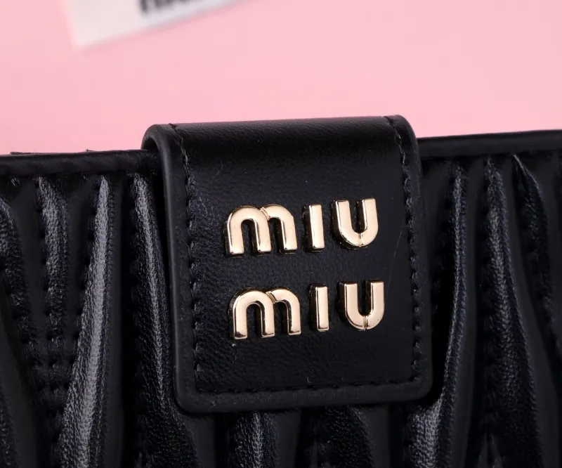 MIU MIU Black Compact Zipper Wallet - Image 4
