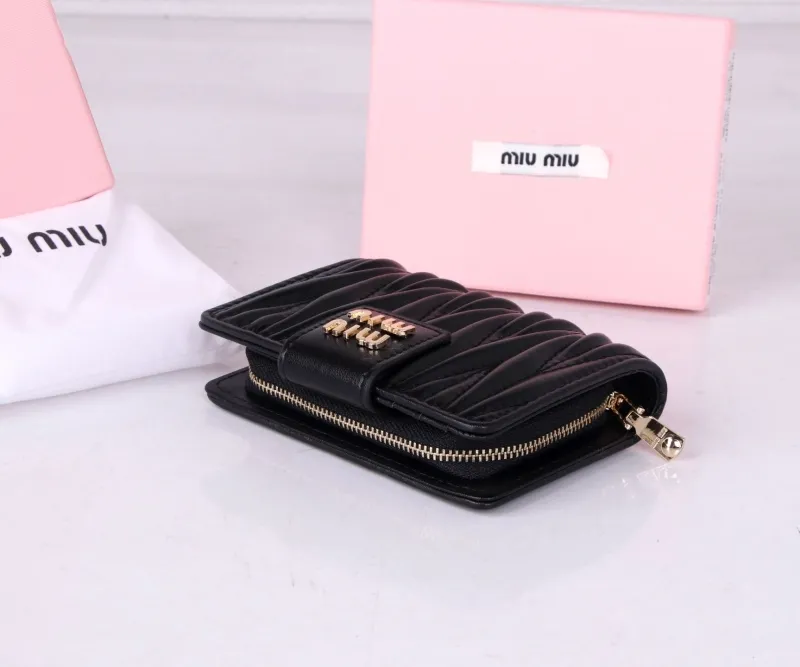MIU MIU Black Compact Zipper Wallet - Image 6