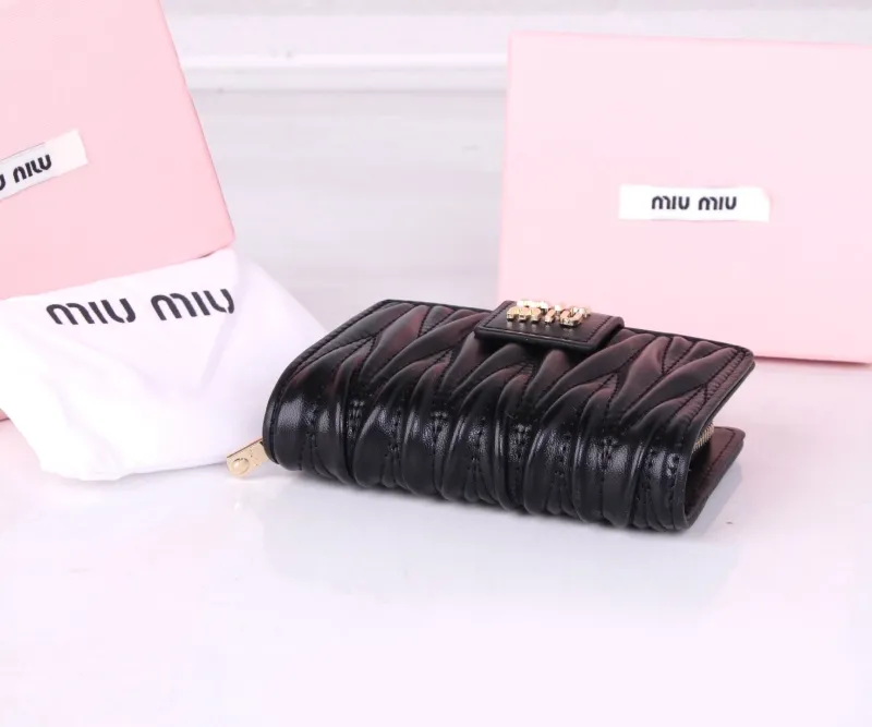 MIU MIU Black Compact Zipper Wallet - Image 7