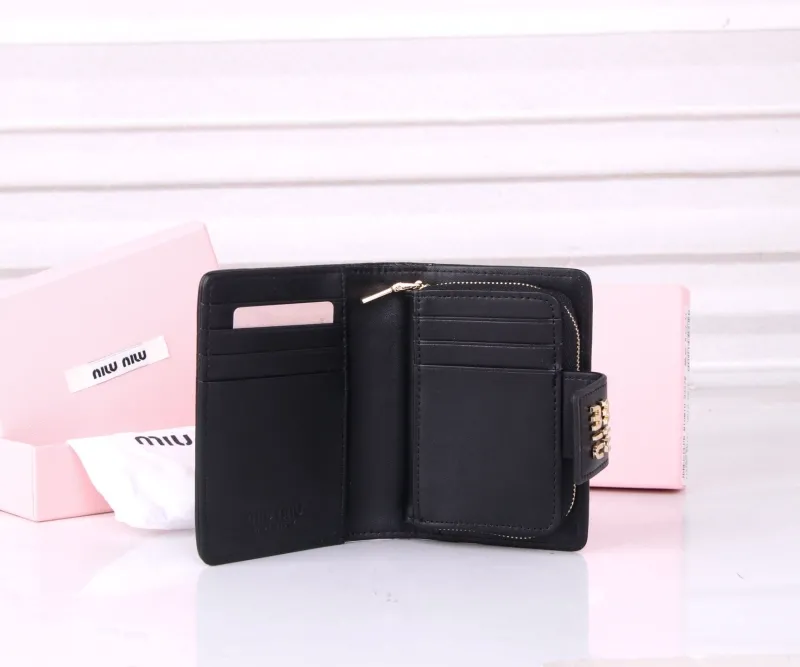 MIU MIU Black Compact Zipper Wallet - Image 8