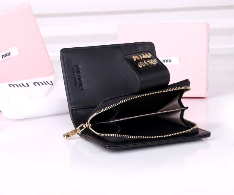 MIU MIU Black Compact Zipper Wallet - Image 9