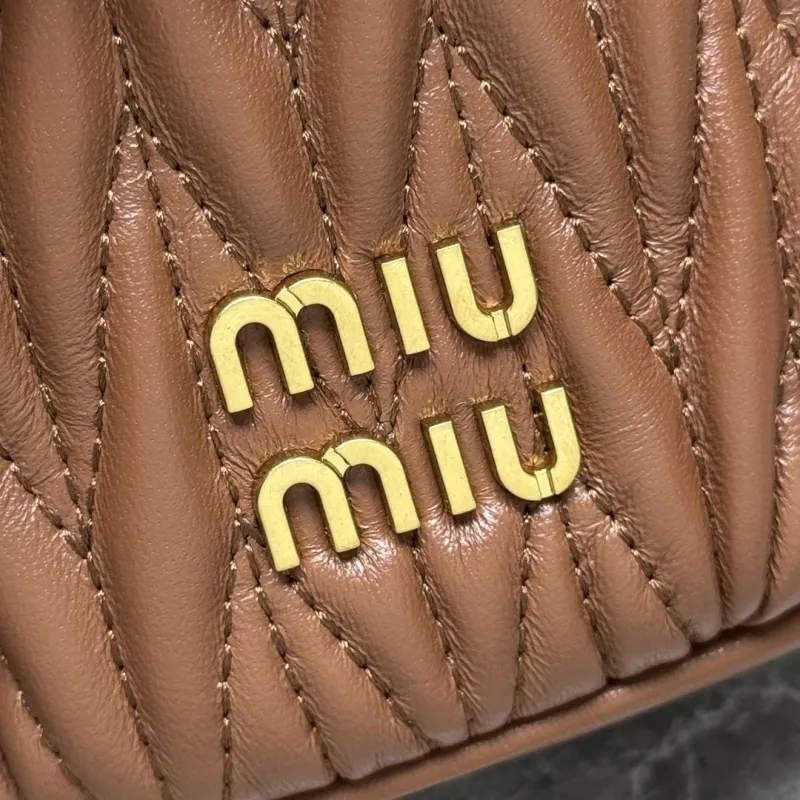 MIU MIU Brown Mini Crossbody Cosmetic Bag - Image 3