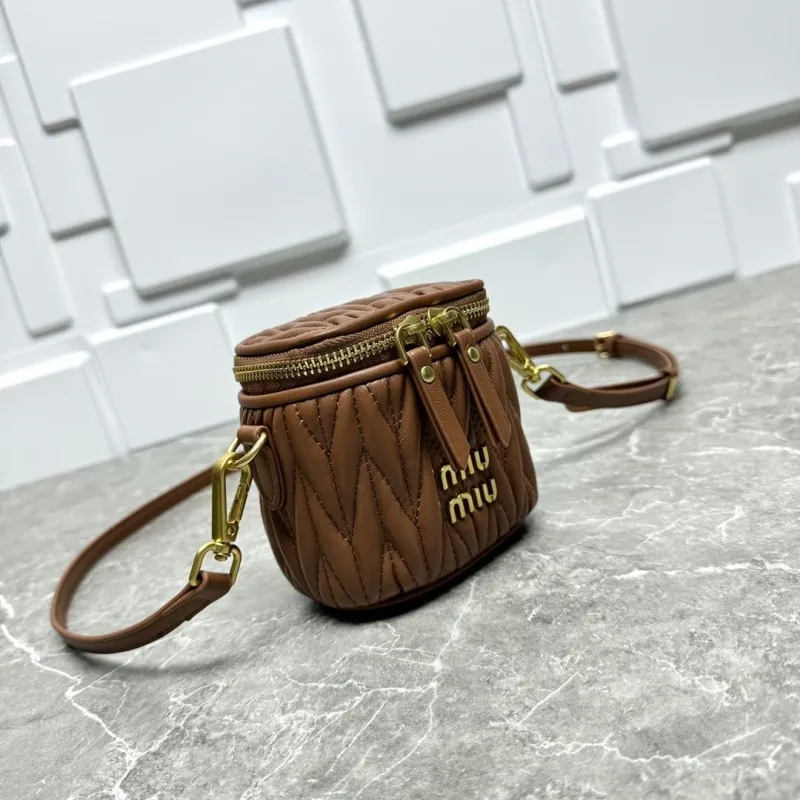 MIU MIU Brown Mini Crossbody Cosmetic Bag - Image 5
