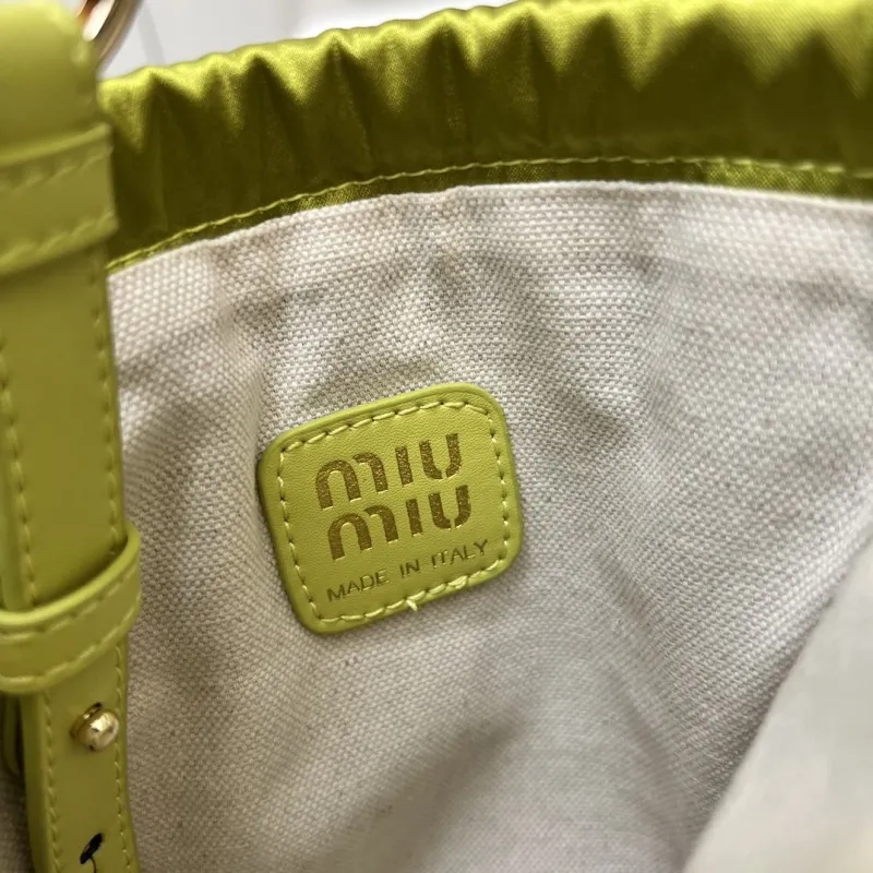 Miu Miu 5BG010 Lime Green Drawstring Cosmetic Pouch 18x20cm - Image 6
