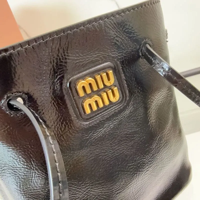 Miu Miu Black Leather Bucket Crossbody Bag - Image 4