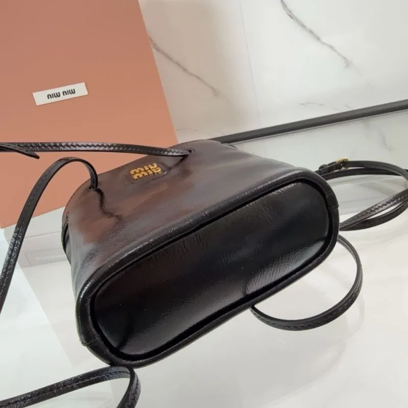 Miu Miu Black Leather Bucket Crossbody Bag - Image 5