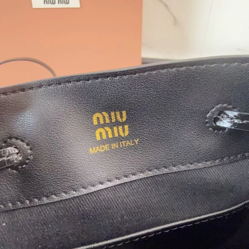 Miu Miu Black Leather Bucket Crossbody Bag - Image 8