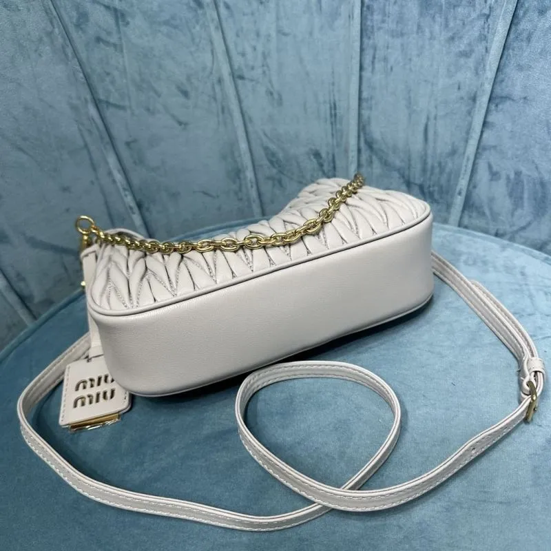 Miu Miu Light Gray Quilted Crossbody Satchel Bag - Image 6