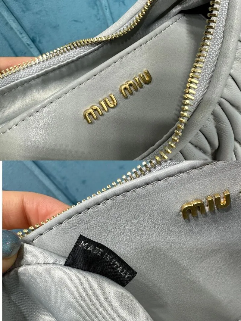 Miu Miu Light Gray Quilted Crossbody Satchel Bag - Image 8