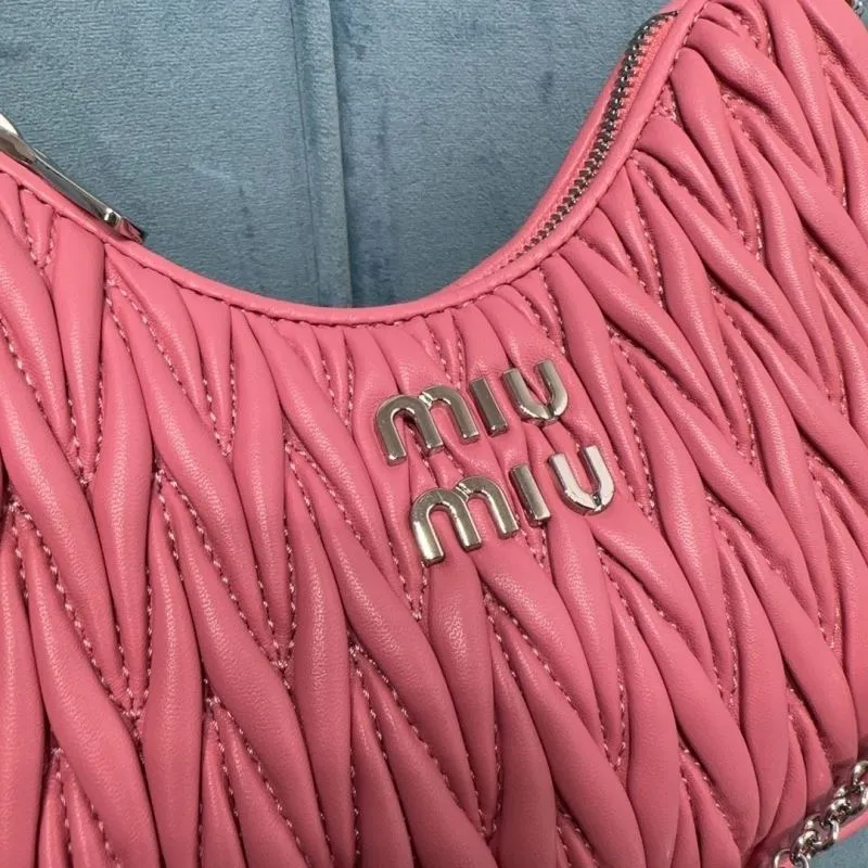 Miu Miu Pink Matelassé Chain Satchel Bag - Image 4