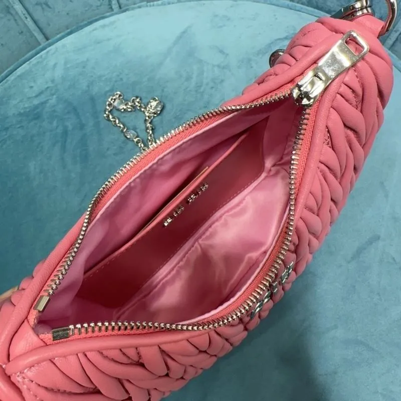 Miu Miu Pink Matelassé Chain Satchel Bag - Image 6