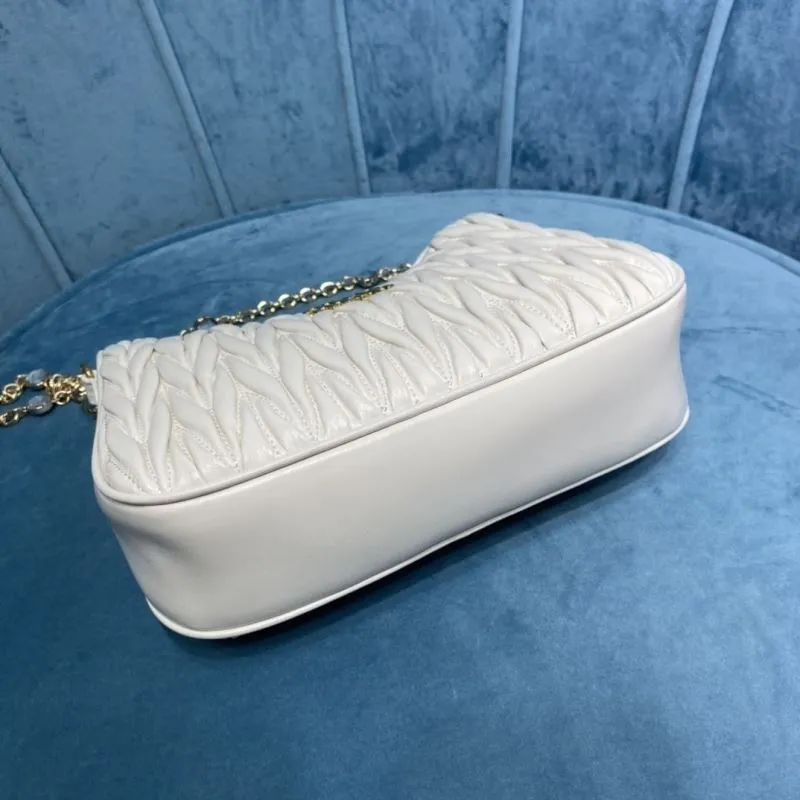Miu Miu White Crystal Chain Crossbody Satchel Bag - Image 5